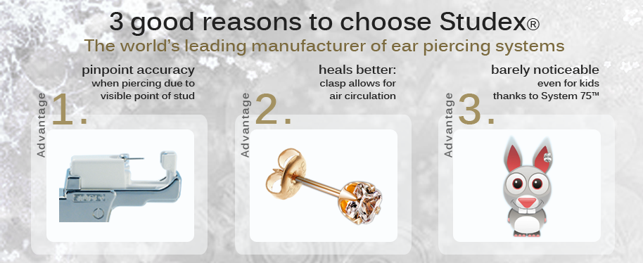 Как снять гвоздики без боли Ear piercing with Studex—3 good reasons 914 × 374 " Прокалывай уши со Studex
